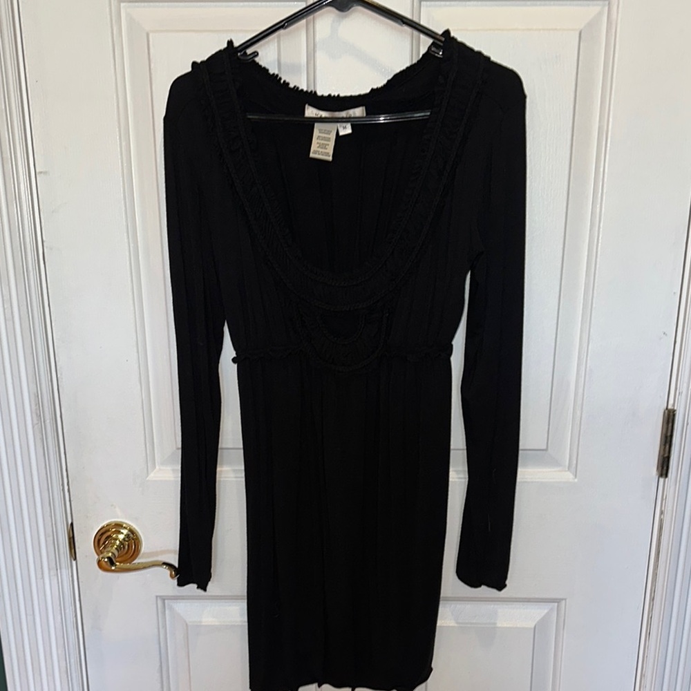 Max Studio Black Long Sleeve Scoop Neck Dress